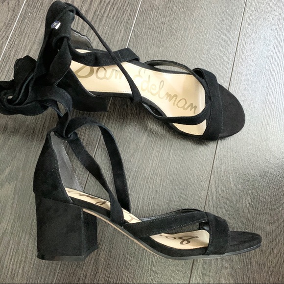 SAM EDELMAN Sheri Sandal Black Suede Wrap Tie - Picture 5 of 9